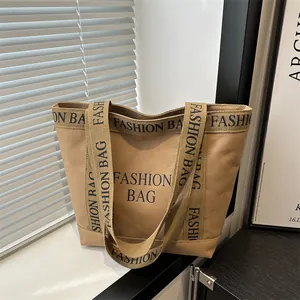 Sac cabas en toile kaki avec imprimé Fashion Bag pour épaule et quotidien