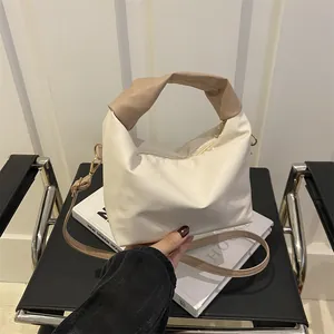 Women PU Leather Shoulder Bag Ruched Handle Small Square Crossbody Bag Minimalist Solid Color Handbag For Daily Commuting