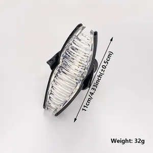 11cm Heart-shaped shark hair claw clip in black and clear acrylic for thick hair