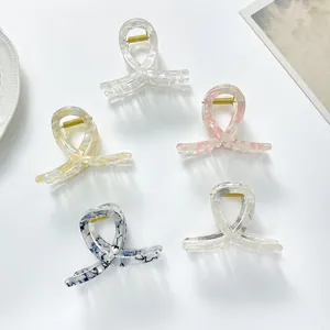 Elegant Marble Pattern Acrylic Hair Claw Clip Minimalist Geometric Shark Hair Clip For Women Daily Styling Hair Accessories