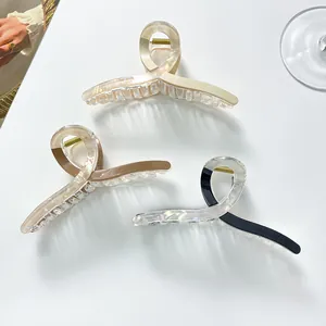 Extra Large Cross Hair Claw Iridescent Solid Color Resin Hair Clip For Thick Hair Elegant Fashion Hair Accessories For Women