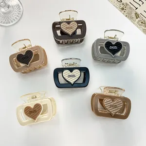 Mode Hart Vierkante Haarklem Voor Vrouwen Meisjes Letter Ontwerp Acryl Minimalistische Haarnaald Hoofddeksel Accessoires