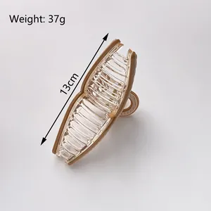13cm große transparente Haarklammer aus Acryl mit braunem Rand für dickes Haar