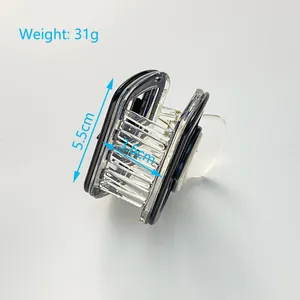 Vierkante haarklem van acryl met hart, transparant zwart ontwerp, afmeting 5,5 cm