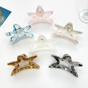 Grande Pinza per Capelli a Stella Stella Marina Acetato Acrilico Marmo Scacchiera Forma di Stella Fermaglio per Capelli Donna Accessori