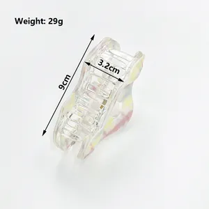 Pinza para el pelo en forma de nube de 9 cm con colorido patrón de mármol de resina