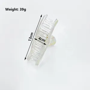 13cm large geometric hair claw clip with colorful macaron spots and transparent finish