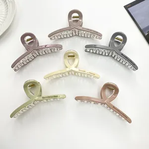 Large Hair Claw Clip For Women Acrylic French Style Letter Print Shark Hair Jaw Clip Non-Slip Morandi Color Hair Accessories