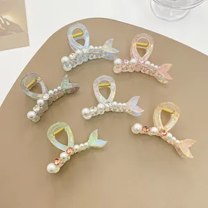 Pince À Cheveux Élégante En Forme De Queue De Sirène Avec Künstliche Perles Synthétiques Et Strass Accessoire En Acrylique Pour Femmes