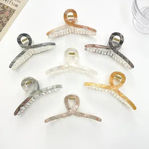Stone Texture Large Hair Claw Clip For Women Ins Style Acrylic Marble Amber Pattern Non-Slip Shark Clip Fashion Hair Accessories