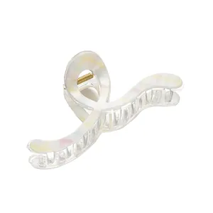 13cm large colorful wave hair claw clip with a glossy marble texture and gold metal spring