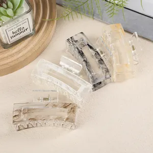 Rectangle Hair Claw Clips Marble Pattern Acrylic Resin Hair Clamps For Women Thick Hair Styling Accessories Hairpins