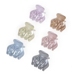 Set of 6 cute pearlized mini claw clips in pastel macaron colors for women hairstyles