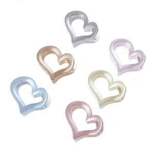 Lot de 6 pinces à cheveux brillantes en forme de cœur aux couleurs pastel et design évidé
