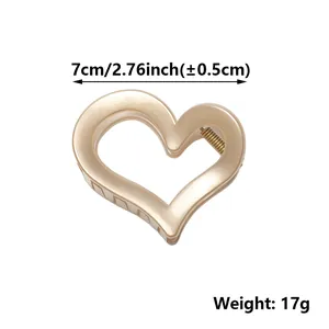 Pince à cheveux évidée en forme de cœur couleur champagne 7cm pour femmes et enfants