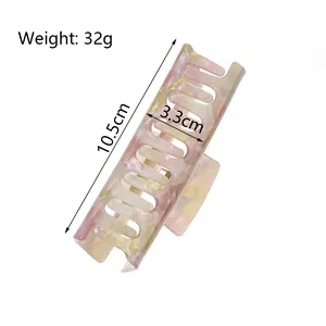 Molla per capelli quadrata in acetato rosa e giallo, grande pinza da 10,5 cm per donne