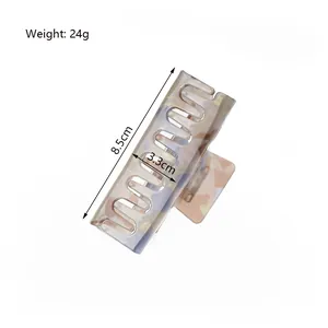 8.5cm square acetate hair claw clip with light marble pattern and silver spring