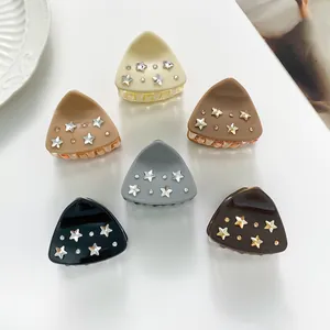 Korean Acrylic Star Rhinestone Hair Claw Clip Elegant Small Triangle Shark Clip Ponytail Bun Holder For Women Hair Accessories