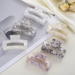 Pack de 6 pinzas para el pelo cuadradas de acetato con patrones de mármol