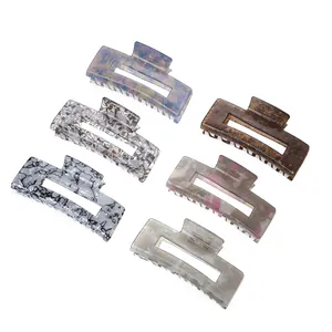 Lot de 6 pinces à cheveux rectangulaires aux couleurs pastel et effet marbré