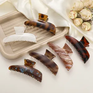 Pinza de Pelo Grande de Acetato de Celulosa Elegante Mármol Carey Pinza de Tiburón Sujeción Fuerte Accesorios para el Cabello Mujer