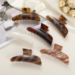 Set de 6 pinzas grandes para el cabello de acetato con diseños de mármol y carey