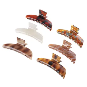 Set de 6 pinzas grandes para el pelo de acetato con estampados de carey y mármol
