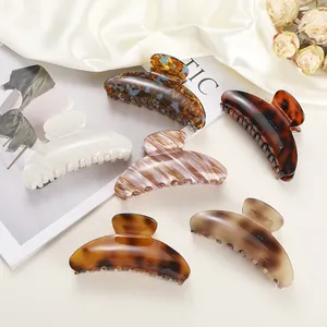 Large Acetate Hair Claw Clip Elegant Marble Leopard Print French Style Hair Catch Barrette Fashion Accessories For Women