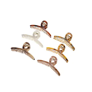 6-piece set of large acrylic shark hair claws in assorted vintage marble colors