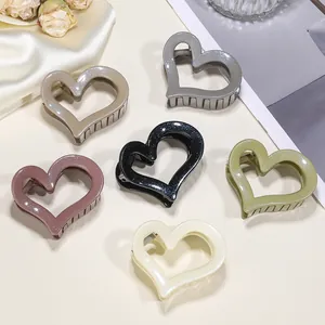 Elegante Pinza per Capelli a Forma di Cuore Luccichio di Glitters Acrilico Clip a Squalo Antiscivolo Accessori per Capelli Moda Donna