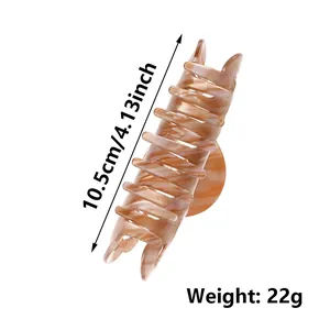 Elegant amber leopard acetate hair claw clip for women, size 10.5cm and weight 22g