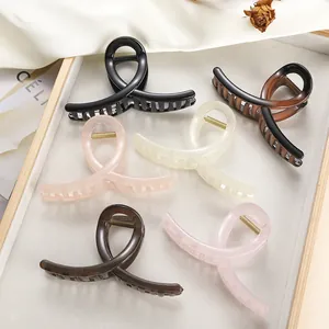 Large Shark Hair Claw Clip Fashion Geometric Cross Hair Jaw Clip For Women Thick Hair Simple PC Resin Hair Accessories