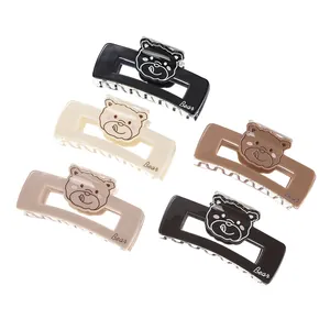 Lot de 5 pinces à cheveux ours minimalistes en noir crème et marron couleurs unies