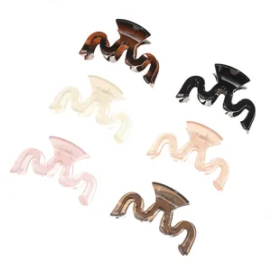 Jelly color wave hair claw clips set in six assorted translucent resin shades for women