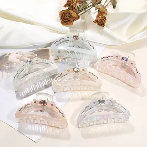 9cm colorful rhinestone shark hair claws in pastel candy colors with floral details