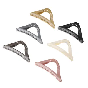 Set of 6 large triangular hair claw clips in various elegant colors with glossy finish