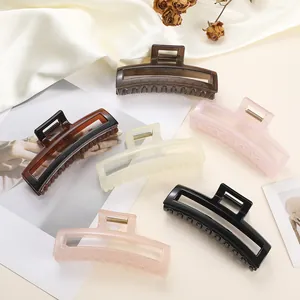 Set of 6 large rectangular hair claws in various matte colors for thick hair