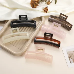 Large hollow square hair claws in assorted colors and matte finishes for thick hair