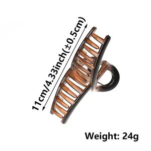 Large amber brown claw clip for thick hair, 4.33 inch matte finish hair accessory