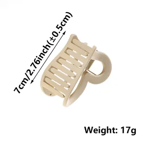 7cm cream matte heart-shaped hair claw clip with silver spring and 17g lightweight design