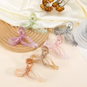 French Vintage Acetate Butterfly Hair Claw Clip Elegant Large Bow Shark Clip Hair Catch Styling Tool For Women Accessories