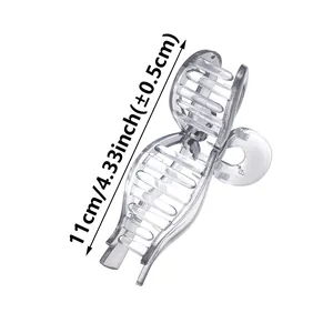 Translucent smoke gray butterfly hair claw clip for thick hair, 11cm large size accessory