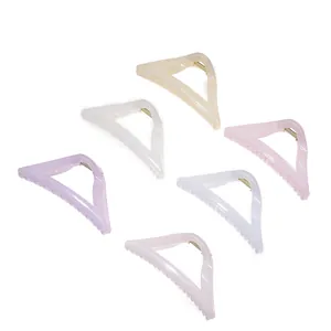 Set of six large triangle shark hair clips in glossy pastel macaron colors for women