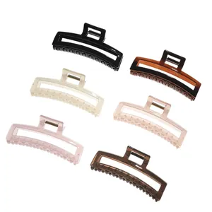 6-piece set of large square matte hair claws in assorted colors for thick hair