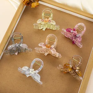 Acryl Strass Blume Haarkralle Kleiner Hai Haarspange Für Damen Koreanischer Stil Transparenter Haarschmuck Schmuck