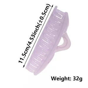 Glossy light purple large shark hair claw clip 11.5cm length for thick hair in white background