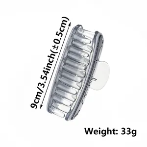 Translucent gray 9cm medium shark hair claw clip for women with letter print detail