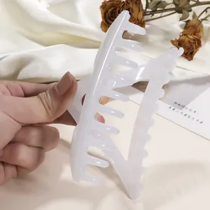 Large pearlescent white shark hair claw clip for women with thick hair daily use