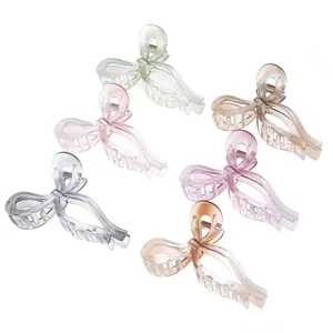 Six-piece set of butterfly acetate hair claws in pastel colors with glossy finish