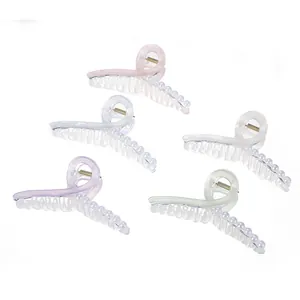Set aus 5 bonbonfarbenen Haarklammern mit Perlen in Pink, Blau, Weiß, Lila und Grün